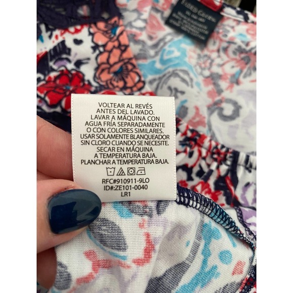 Faded Glory Sleeveless Knit Top Medium Crocheted Straps Red/White/Blue NWT - Picture 6 of 7